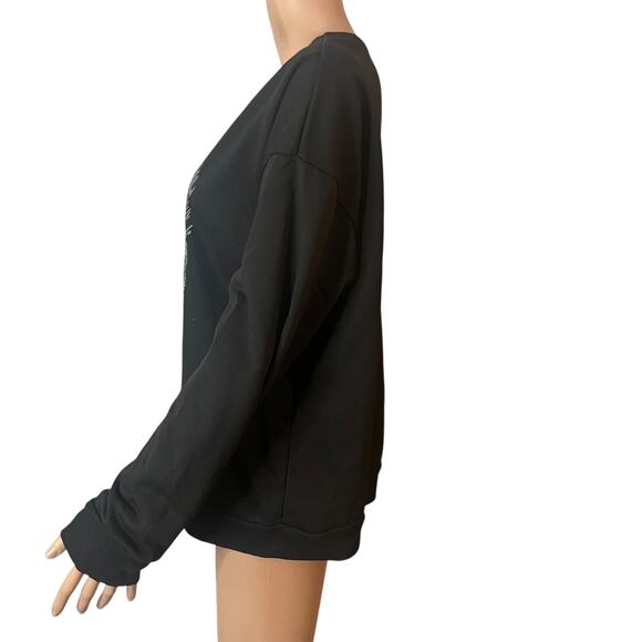 Romwe Sweatshirt Womens L Black Skull Graphic Pullover Long Sleeve Gothic Casual - Picture 7 of 8